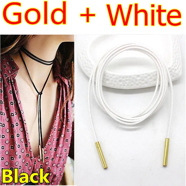 2PCS 2017 New choker necklace black leather punk korea Long Rope chain collier femme sexy statement steampunk Tube velvet choker