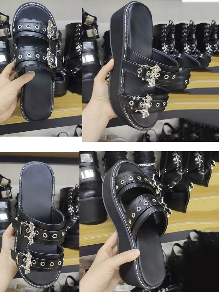 Amozae-Bat Double Buckle Platform Sandals