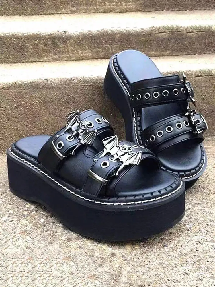 Amozae-Bat Double Buckle Platform Sandals