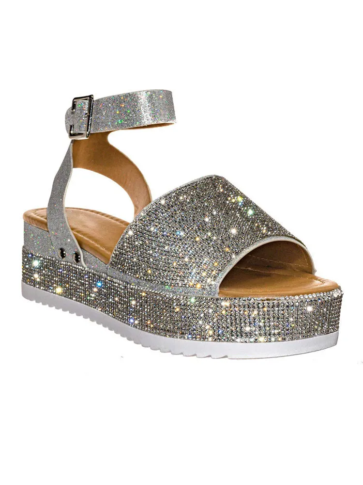 Amozae-Casual Rhinestone Platform Sandals