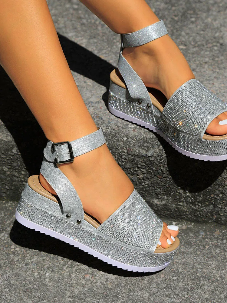 Amozae-Casual Rhinestone Platform Sandals