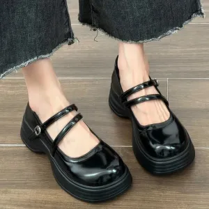 AMOZAE- - Elevated Elegance Autumn Women's Platform Chunky Patent Leather