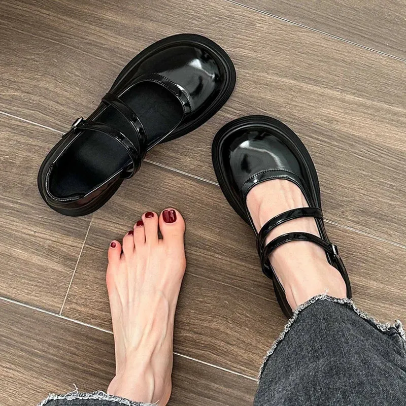 AMOZAE- - Elevated Elegance Autumn Women's Platform Chunky Patent Leather
