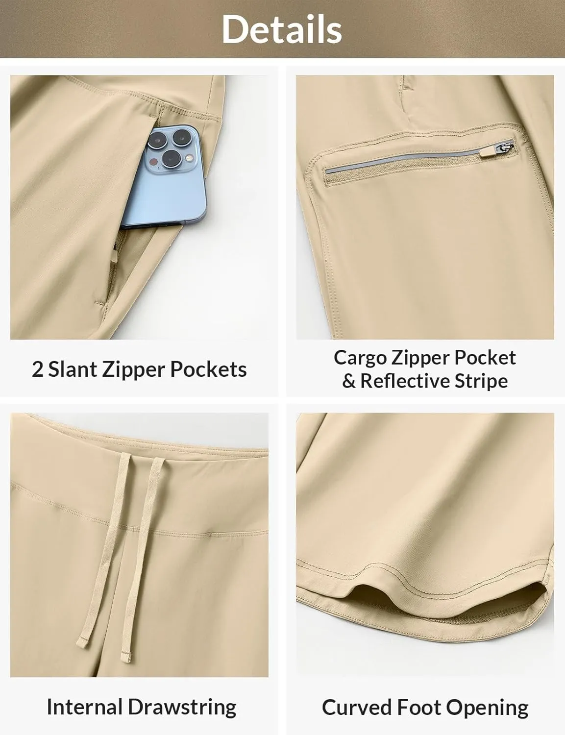 baleaf Women's 17'' Capri Pants Lighweight Cargo Capris Quick Dry Zipper Pockets Hiking Biking Casual Outdoor