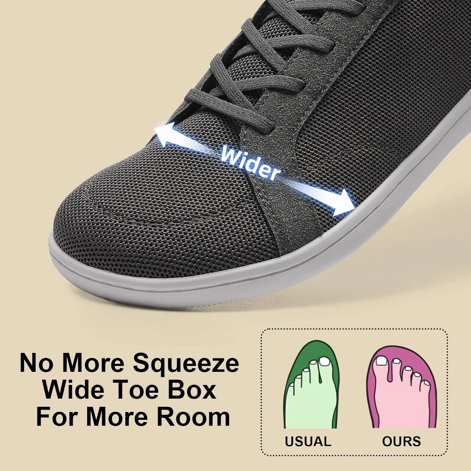 Barefoot Wide Toe Box Shoes for Women - Minimalist Barefoot Shoes with | Zero Drop Sole | Extra Wide Slip on Walking Shoes for Women