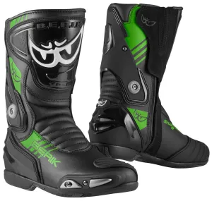 Berik Shaft 3.0 Motorcycle Boots with Mesh Lining, Black/Green