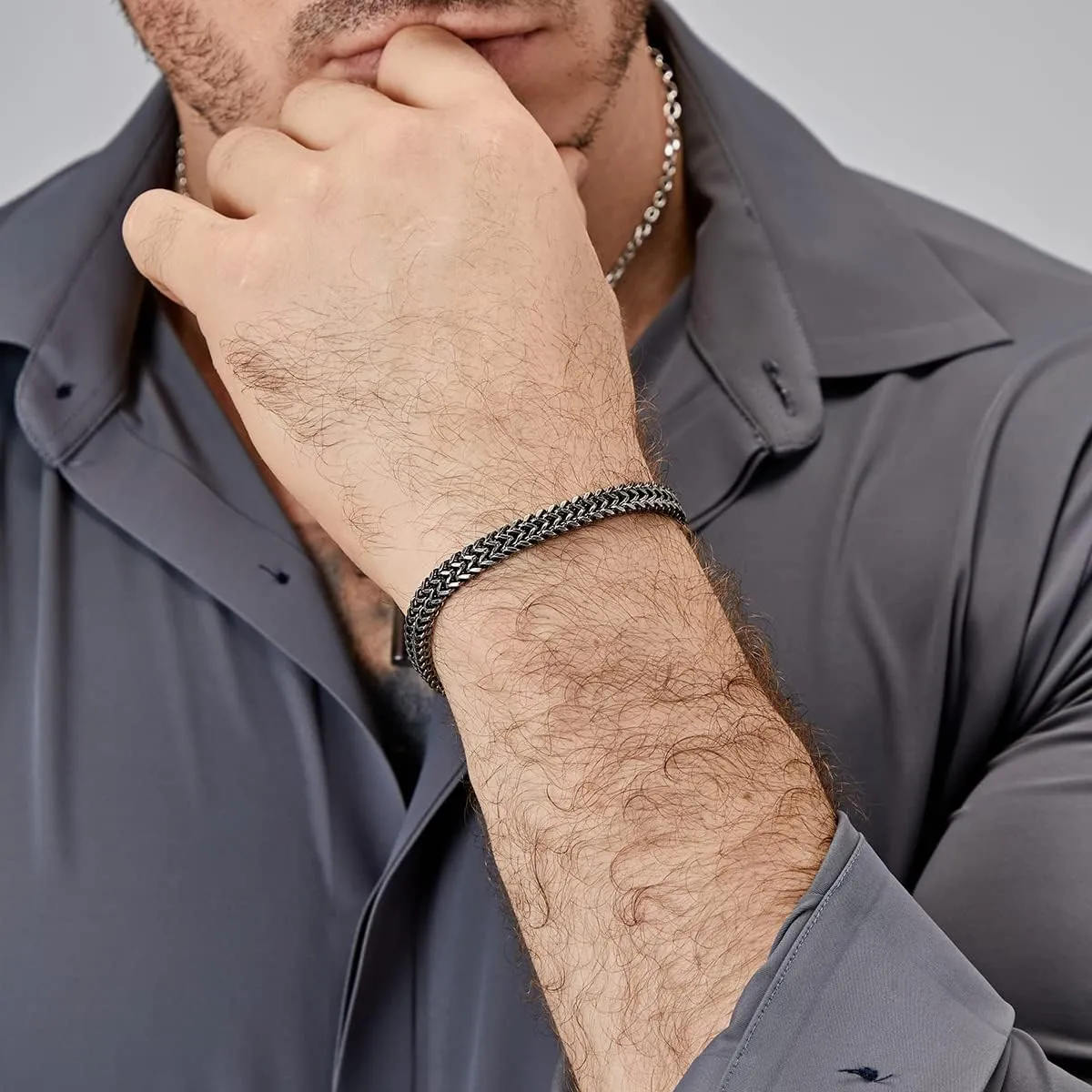 Bracelets for Men-Stainless Steel Magnetic Clasp Franco Chain Mens Bracelet