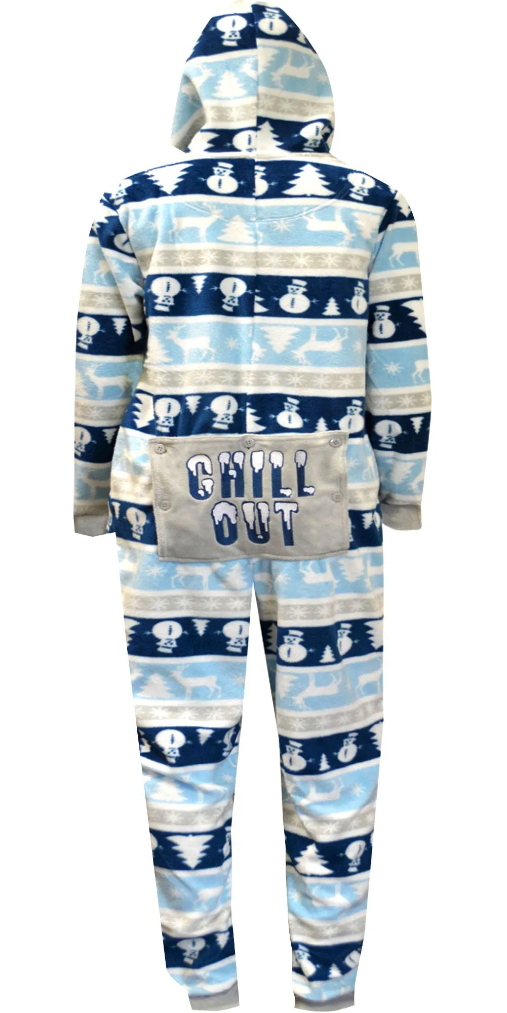 Chill Out Nordic Winter Onesie Hooded Mens Pajama with Drop Seat