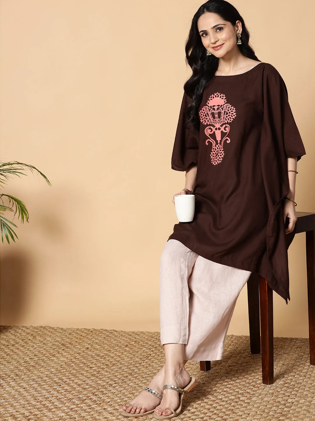 Coffee Kaftan Kurta - Gyrate
