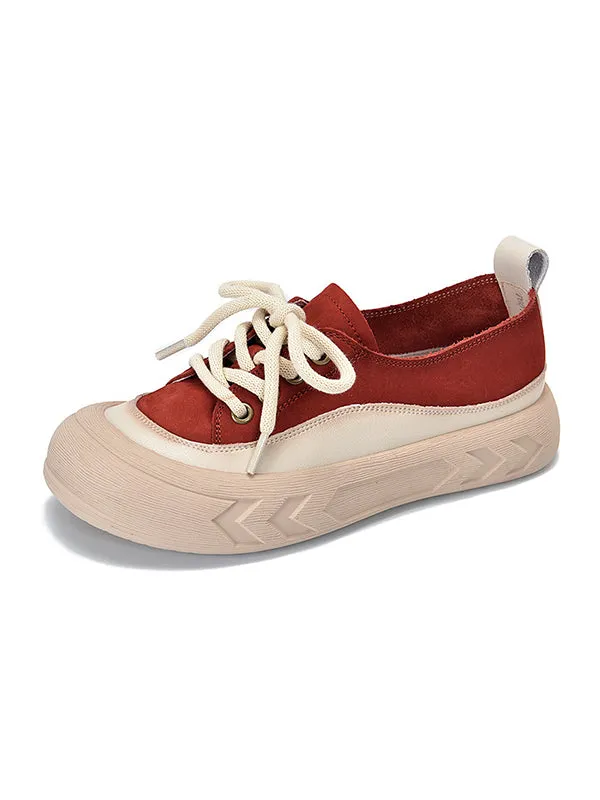 Contrast Color Lace-Up Platform Shoes Casual Shoes