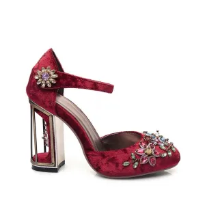 Crystal Flower Mary Janes Pumps