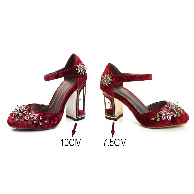 Crystal Flower Mary Janes Pumps