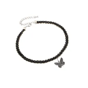 Dazzling Butterfly Black Lace Necklace