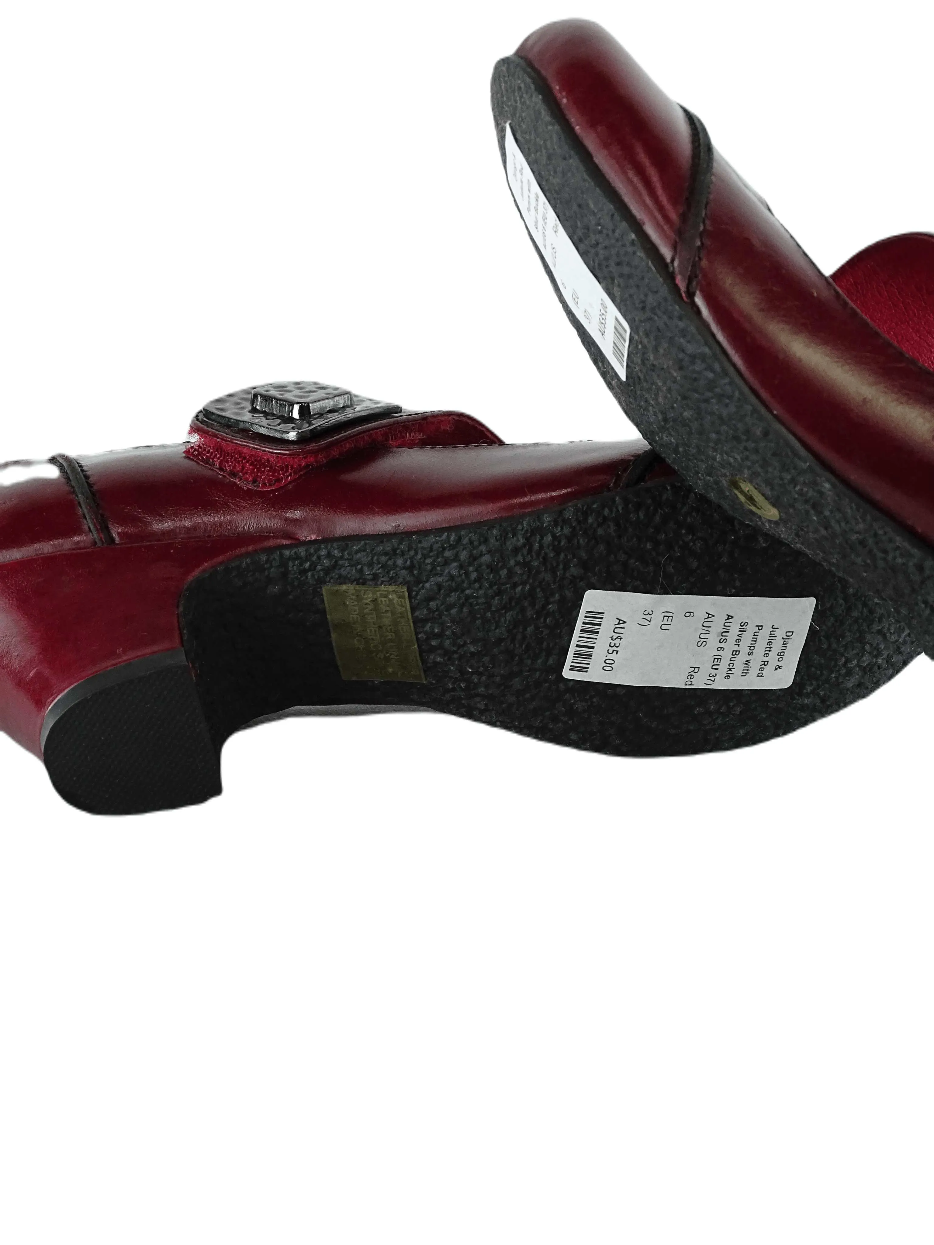 Django & Juliette Red Pumps with Silver Buckle AU/US 6 (EU 37)