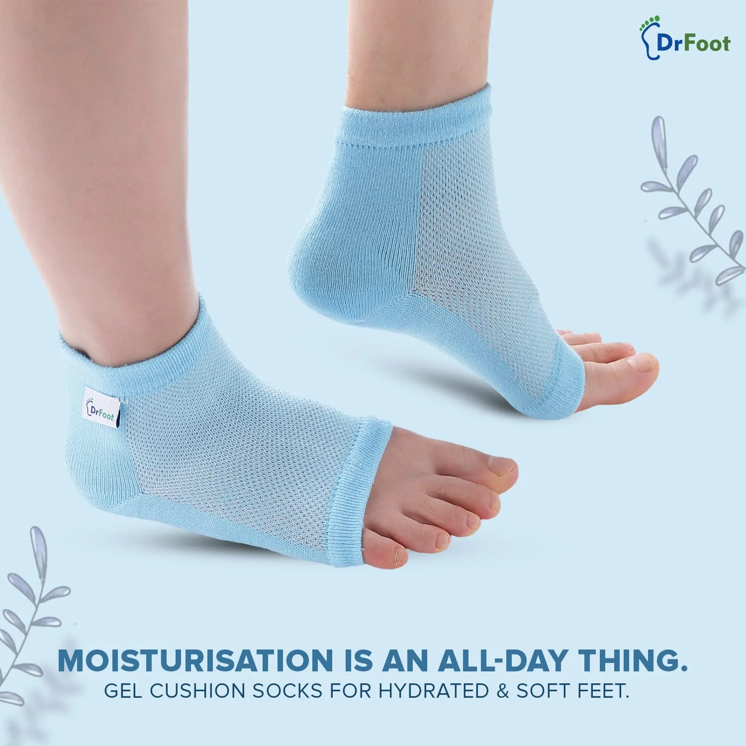 Dr Foot Silicone Gel Heel Socks | Silicone Gel Moisturizer Heel Sleeves To Smooth & Soften Rough Cracked Heels & Dry Feet Or Irritated Heels| For Men & Women | Free Size – 1 Pair (Pack of 5)