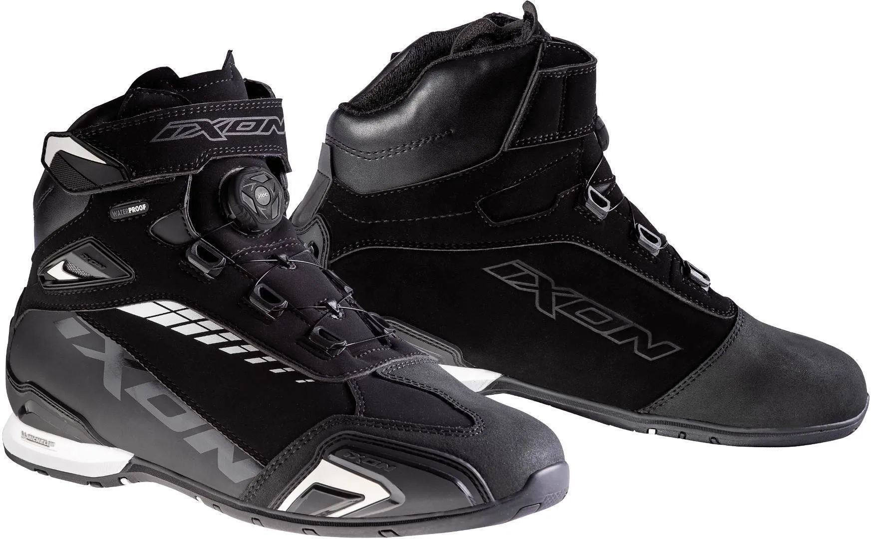 Ixon Bull WP Motorcycle Shoes, Black and White