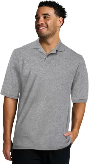 Jerzees Men's Short Sleeve Polo Shirts, Cotton Blend, Two Button Closure, Regular Fit, Sizes S-5x