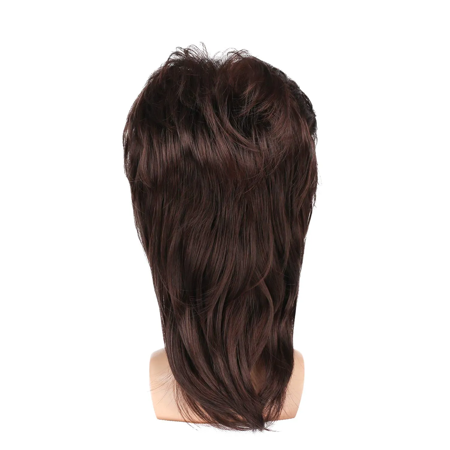 Kaneles Mullet Wigs for Men 70s 80s Costumes Mens Brown Fancy Party Accessory Cosplay Hair Wig