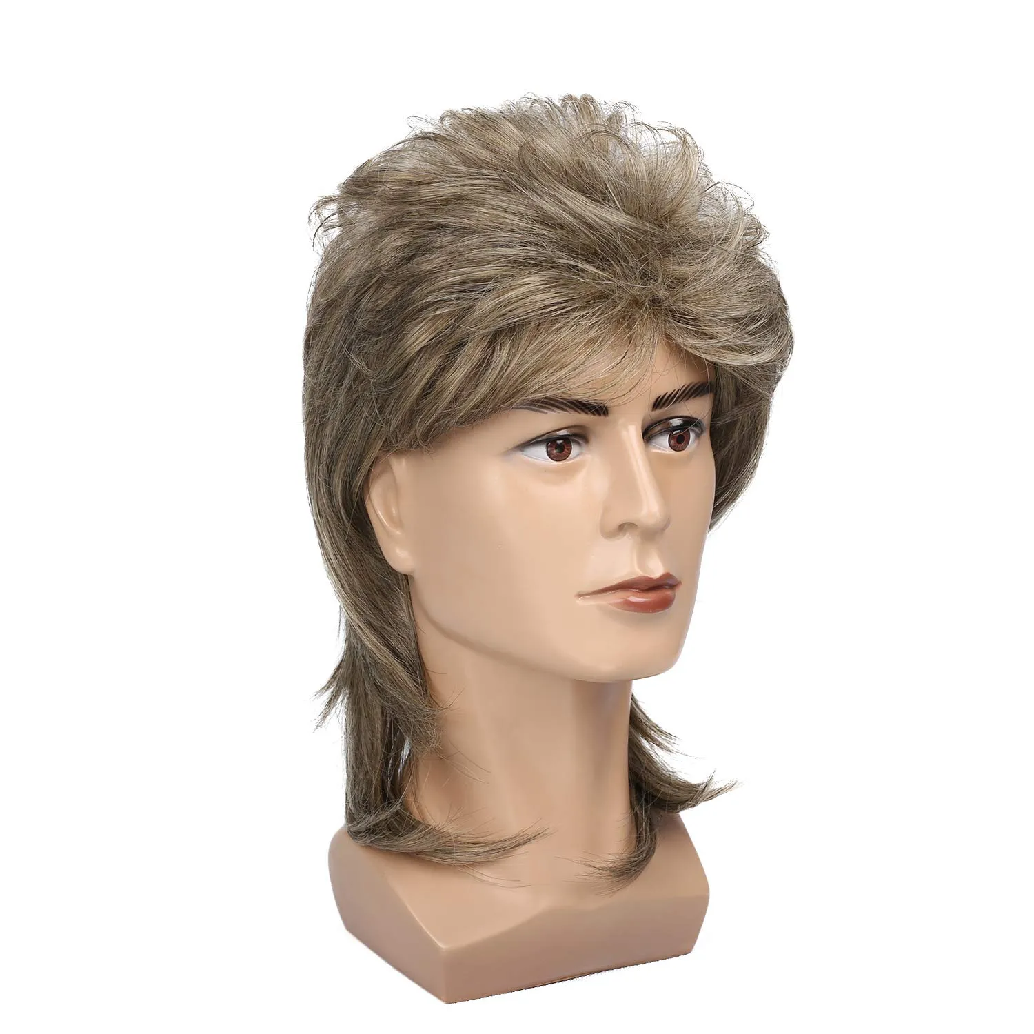 Kaneles Mullet Wigs for Men 80s Costumes Fancy Party Accessory Cosplay Halloween Hair Wig (Blonde)