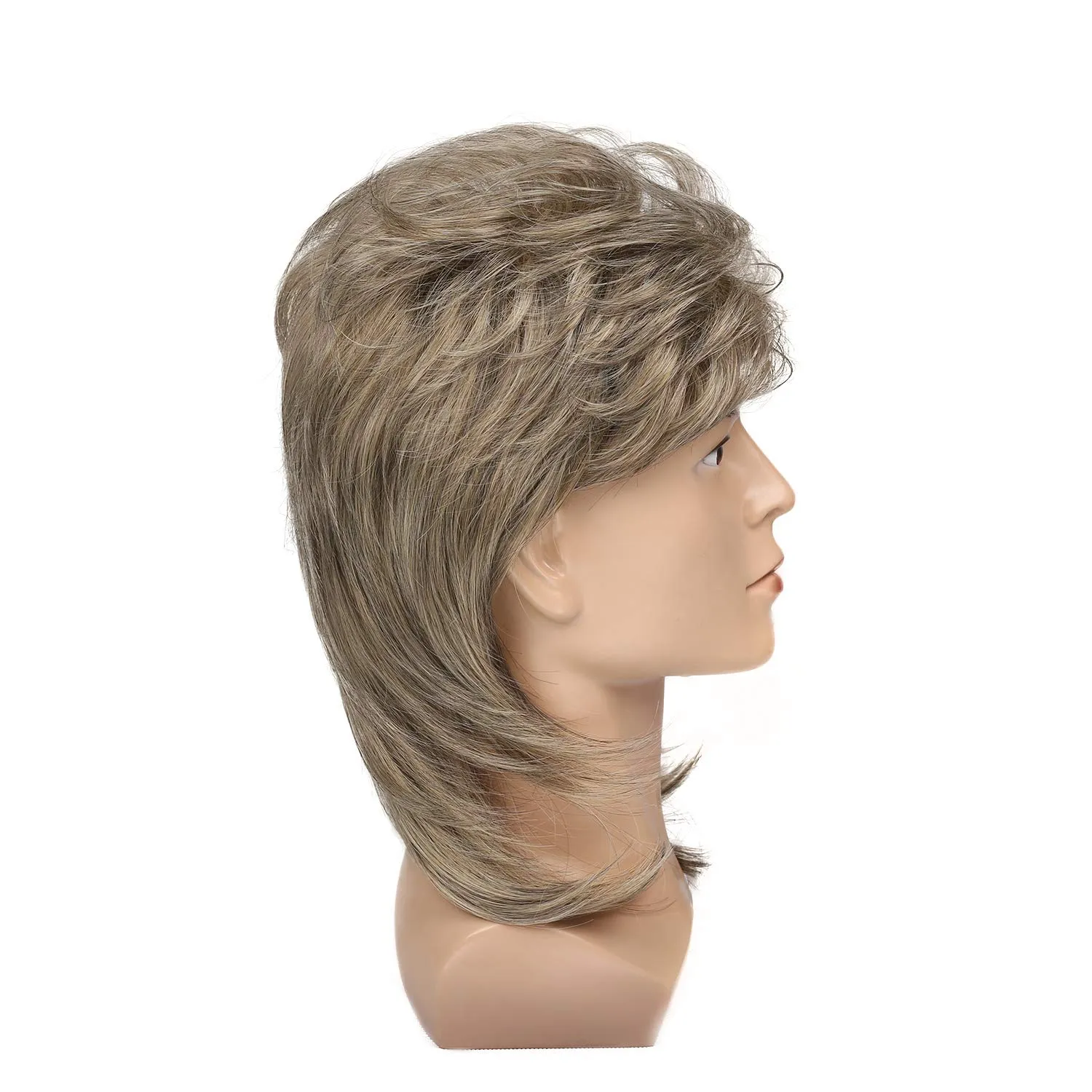 Kaneles Mullet Wigs for Men 80s Costumes Fancy Party Accessory Cosplay Halloween Hair Wig (Blonde)