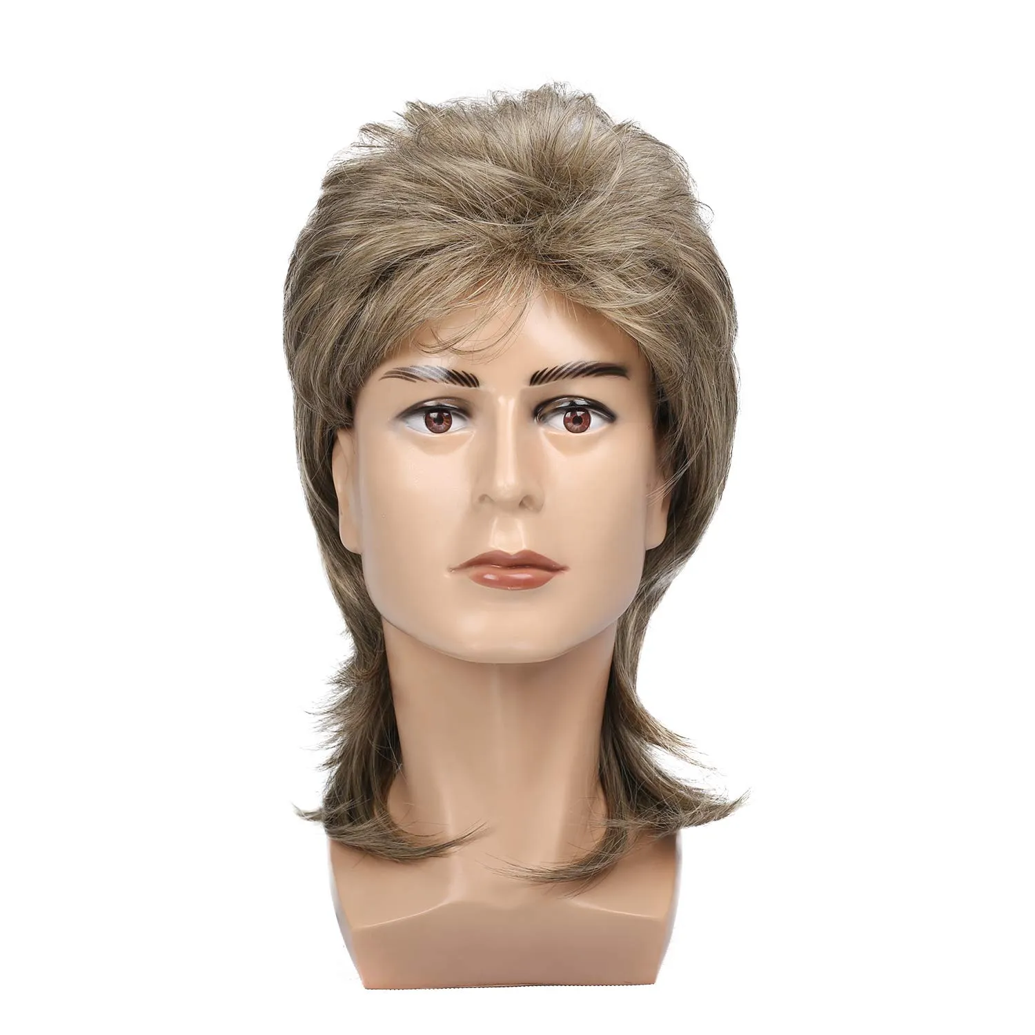 Kaneles Mullet Wigs for Men 80s Costumes Fancy Party Accessory Cosplay Halloween Hair Wig (Blonde)