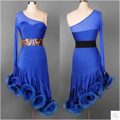 Ladies Latin Dance 2Pcs Dress & Belt Performance Costume