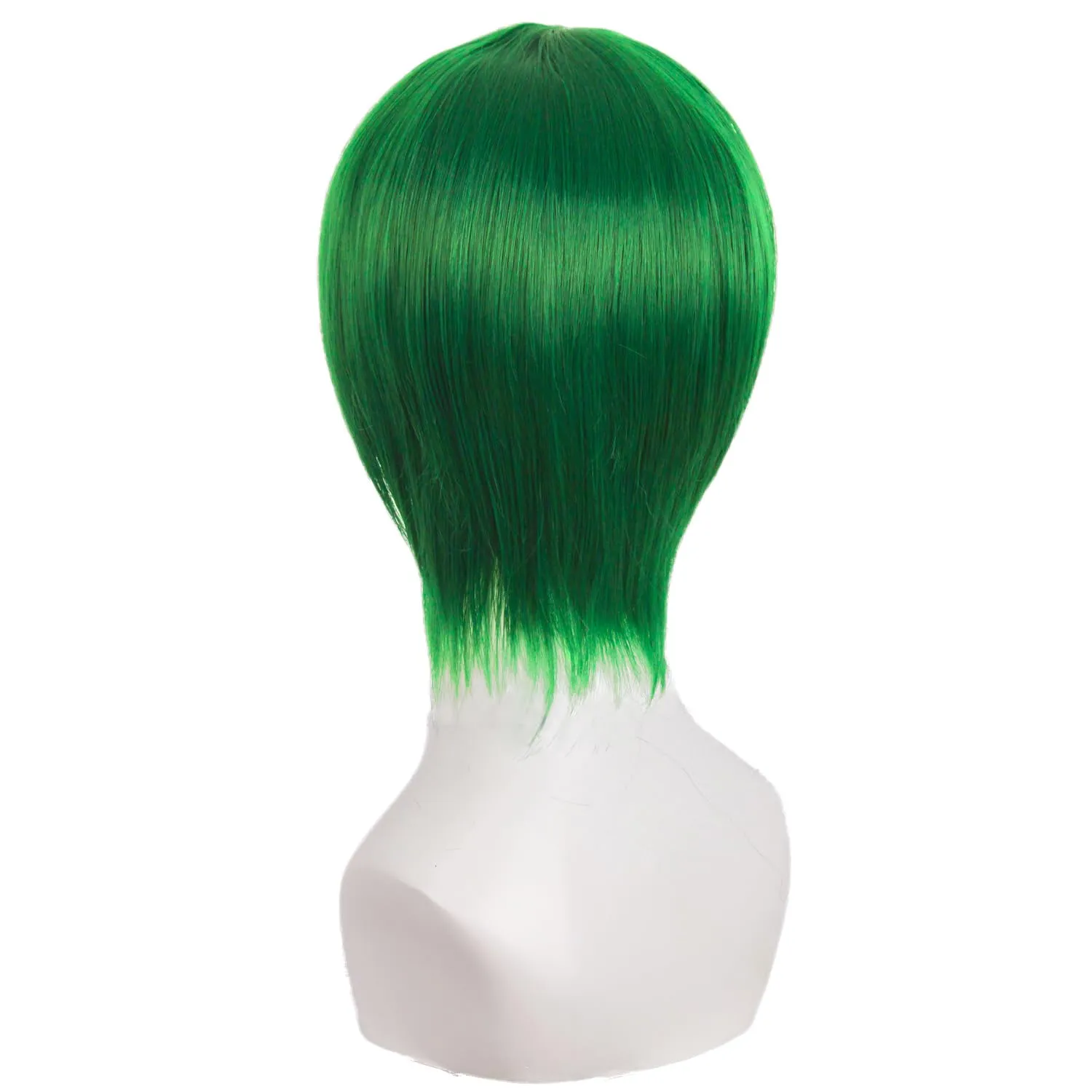 MapofBeauty 10 Inch/25 cm Side Bangs High temperature fiber Fashion Men's Short Straight Wigs (Grass Green)