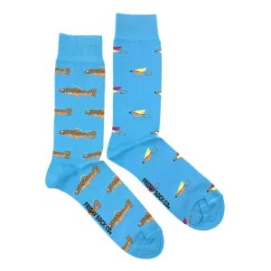 Mismatched Men's Socks in Trout   Fly Print