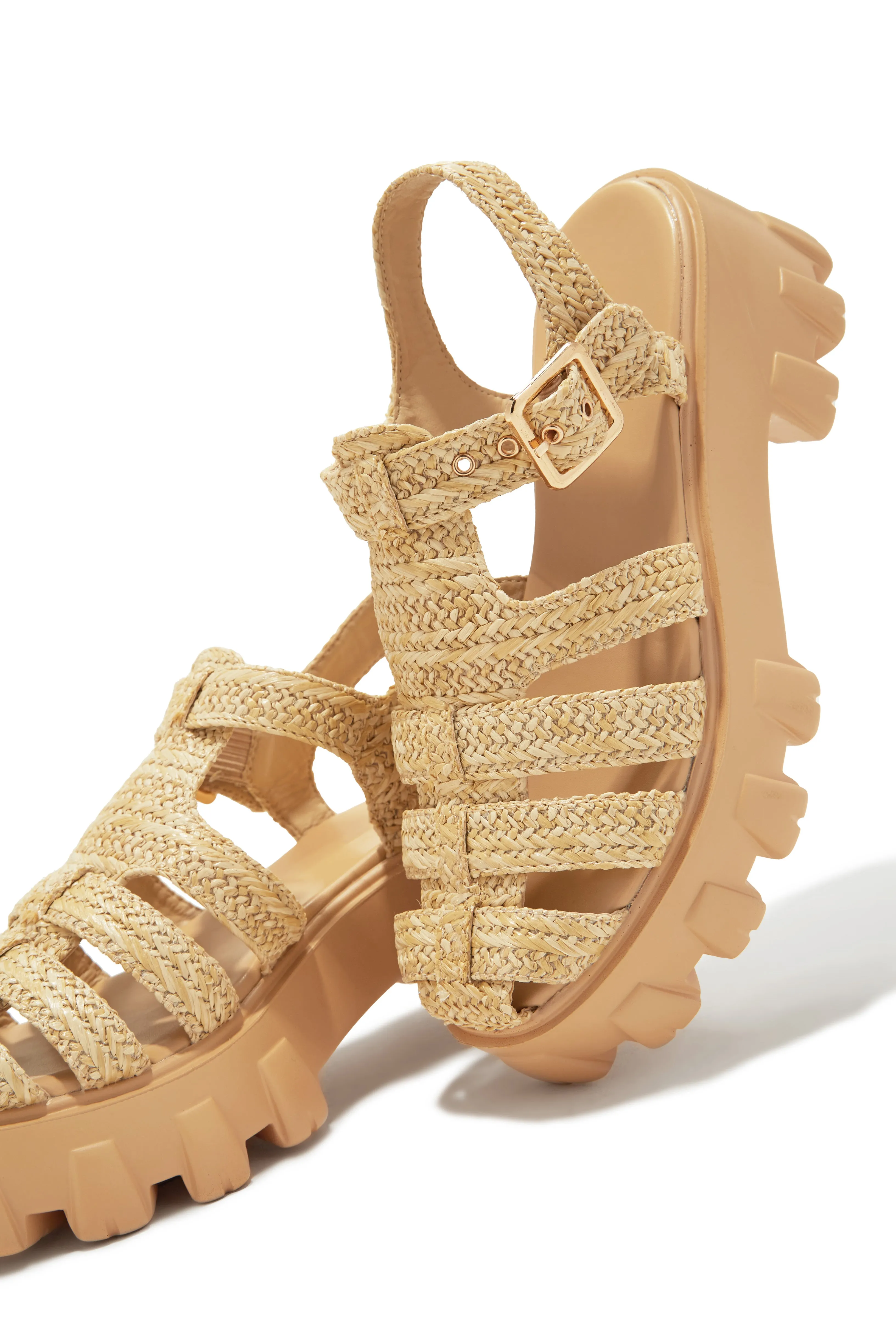 Natural Beauty Platform Cage Sandals - Natural