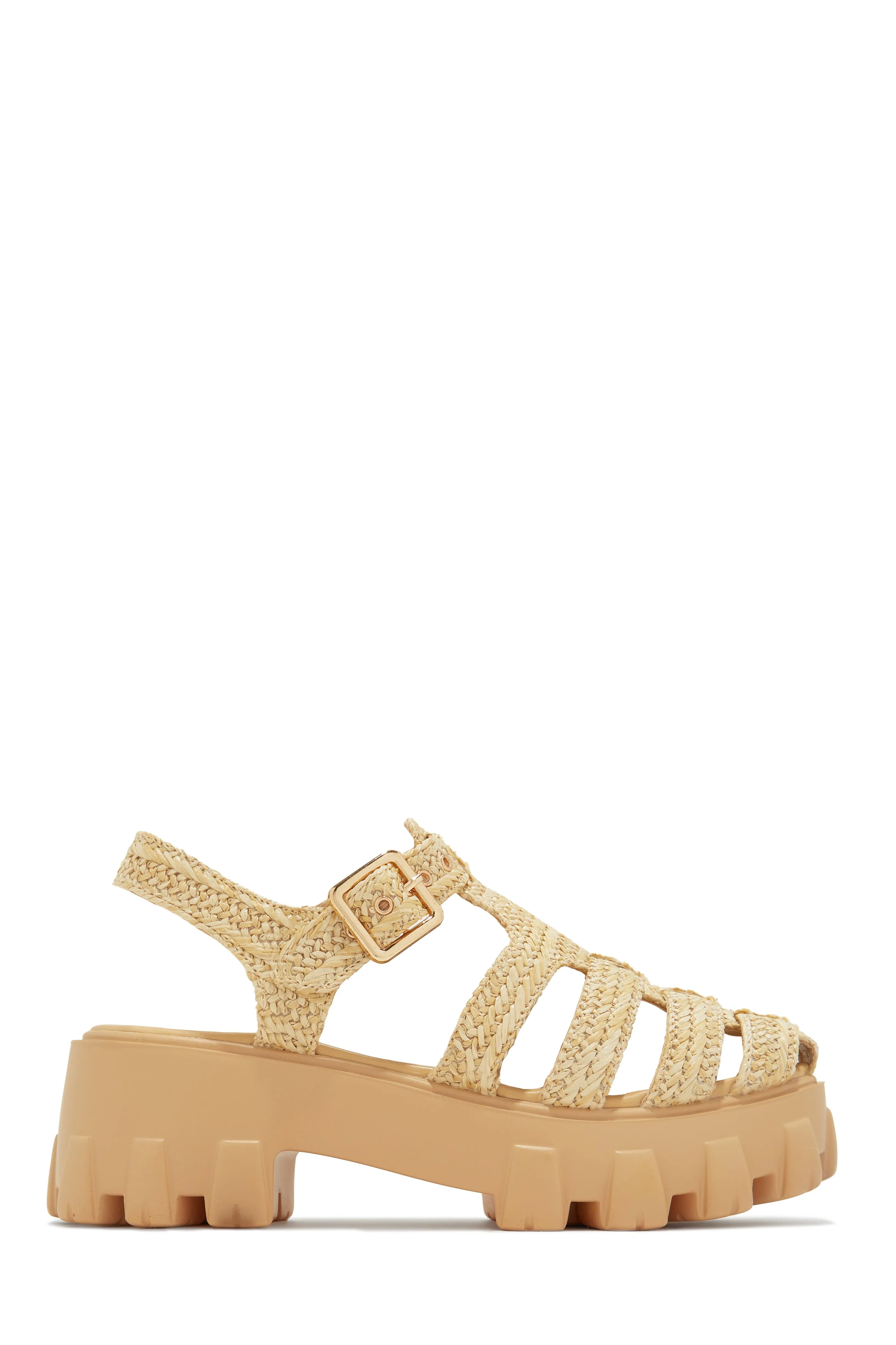 Natural Beauty Platform Cage Sandals - Natural