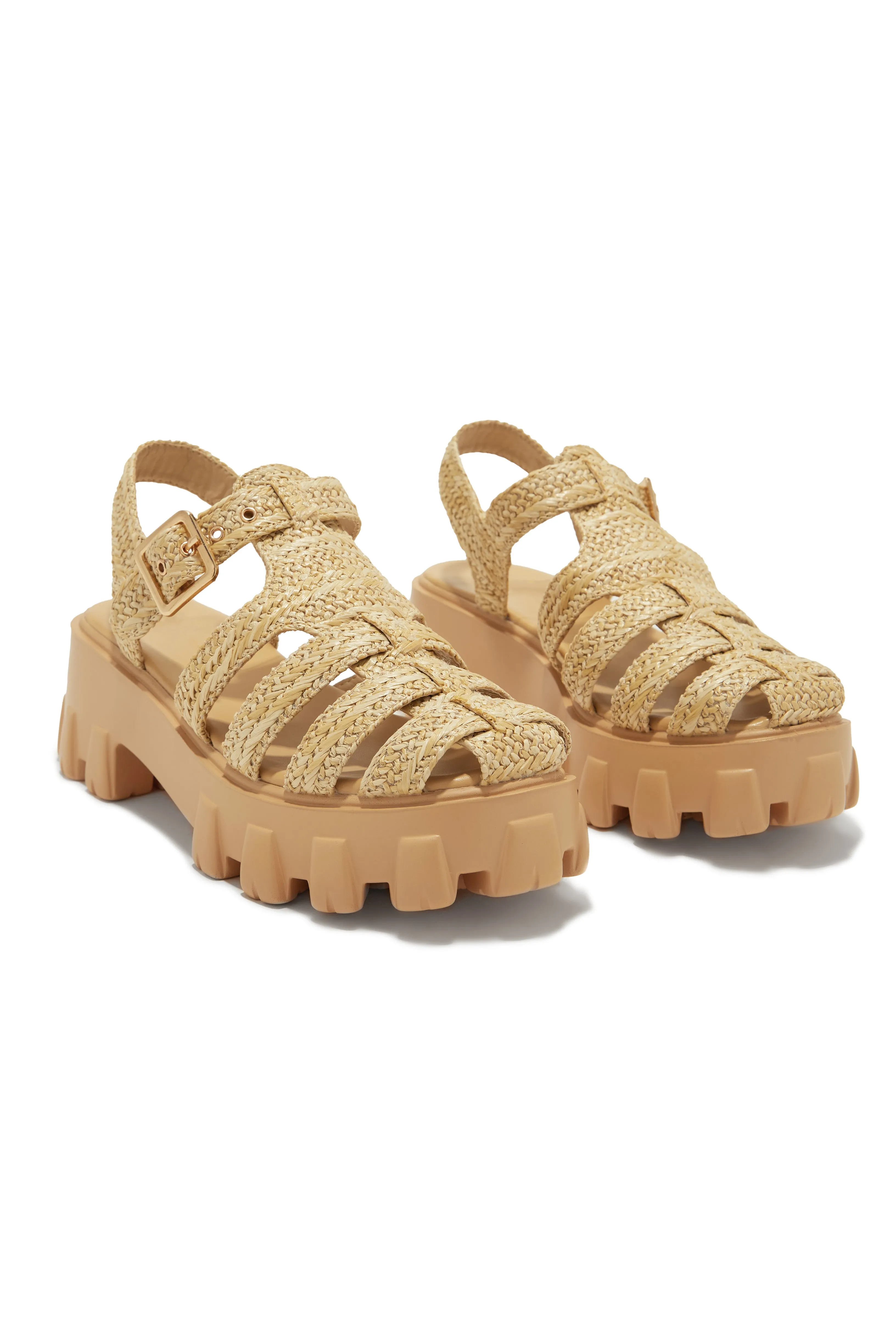 Natural Beauty Platform Cage Sandals - Natural