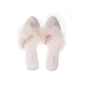 Pink Feather Slippers for Women, Bride Slippers for Wedding,Gifts for Bride, Bridesmaid Proposal Gifts Feather Slipper