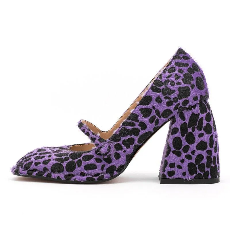 Purple Leopard Print Mary Janes