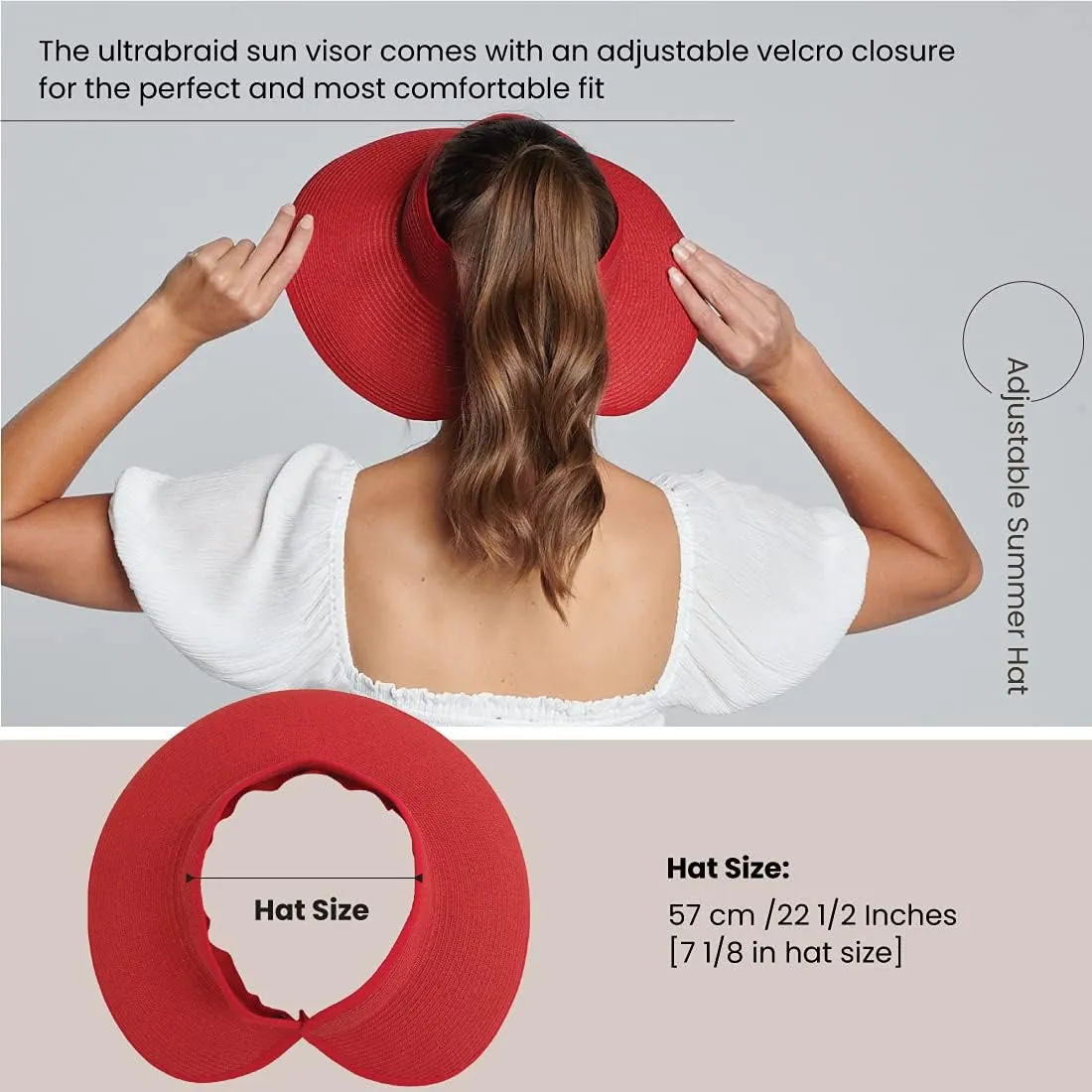 San Diego Hat Co. Women's One Size Ultrabraid Visor with Ribbon Binding, and Sweatband