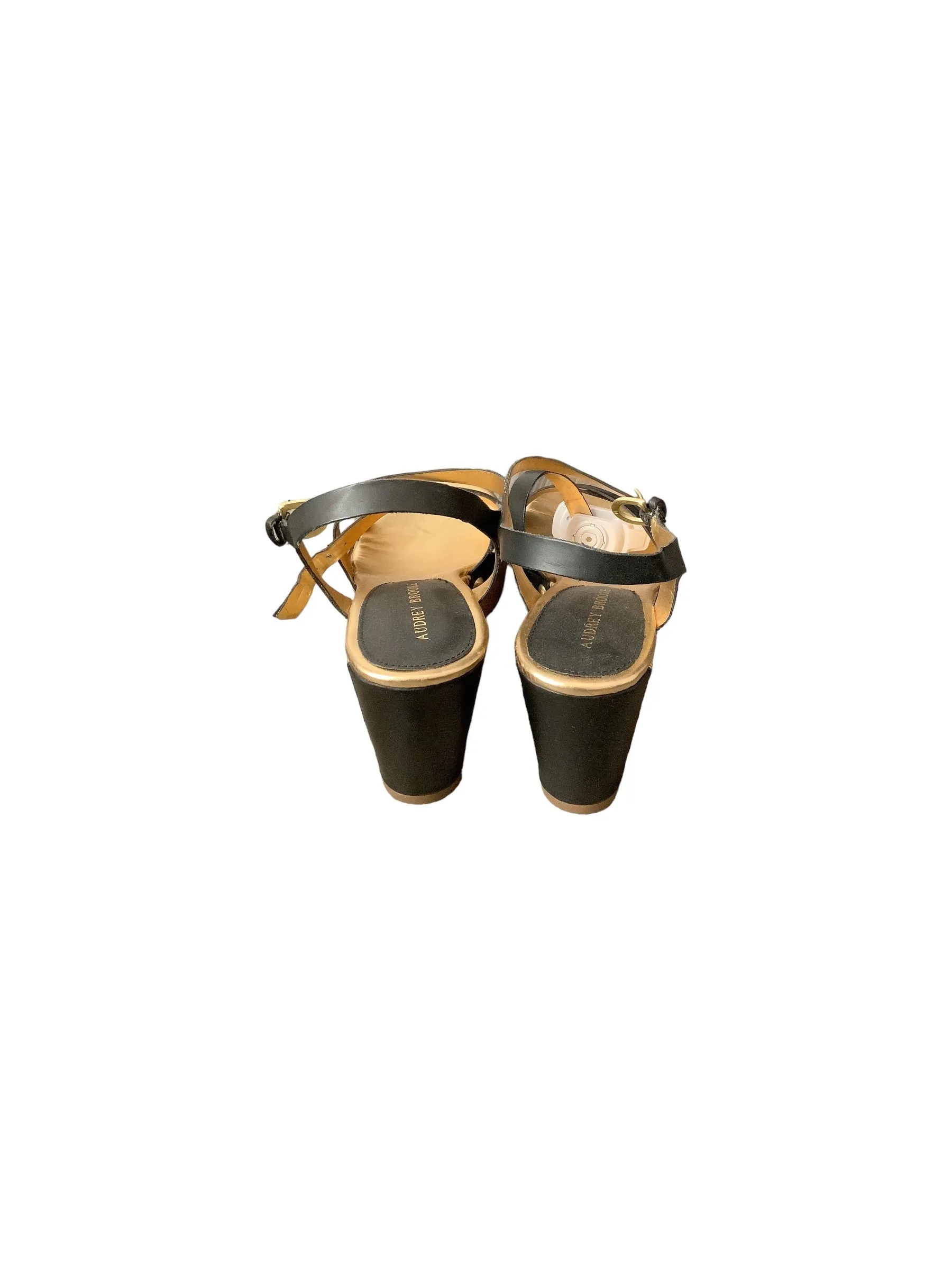 Sandals Heels Platform By Audrey Brooke In Black & Gold, Size: 10