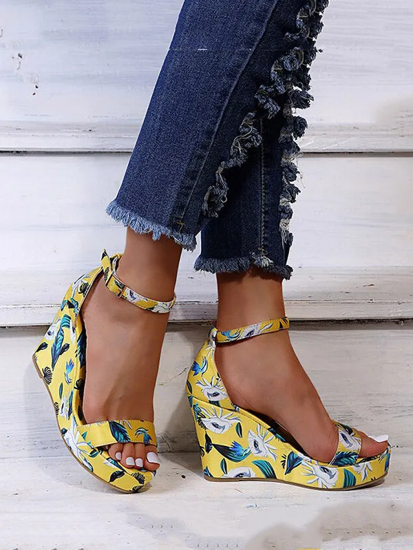 Toleet Printed Tropical Style Platform Sandals