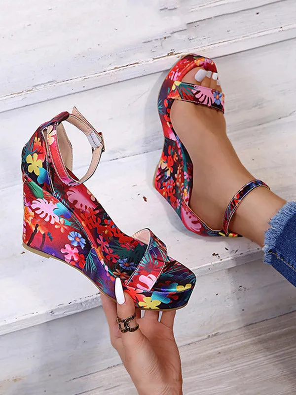 Toleet Printed Tropical Style Platform Sandals