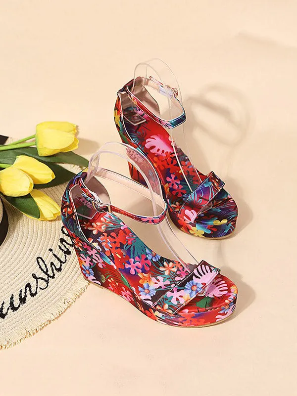 Toleet Printed Tropical Style Platform Sandals